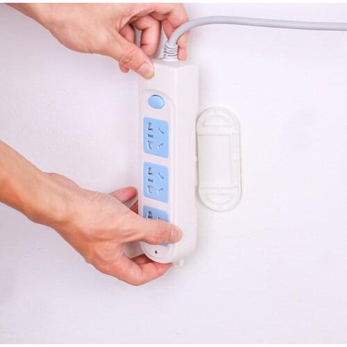Self-Adhesive Socket Fixer Wall Mounted Sticker Plug-in Board Home Cable Wire Organizer Power Strip Holder