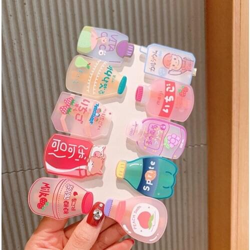Kawaii Acrylic Beverage Bottle Hairpin Cute Coke Sprite Bottle Duck Clip Girl Fashion Candy Clip Barrette Hair Accessories