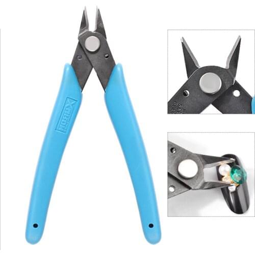 Blue Diamond Rhinestone Picker Nippers Clipper Manicure Pliers Nail Art Tool