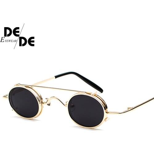 Small Round Steampunk Sunglasses Men Women Retro Metal Clip on Steam Punk Sun Glasses for Male Vintage Gothic Goggles