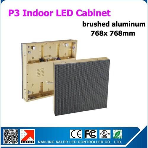 TEEHO768x768mm Indoor P3 LED Display with Golden Brushed Aluminum Cabinet Environmental Indoor Rental LED Display videowall sign