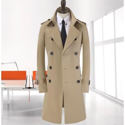 Korean mens trench coat brand-clothing plus size spring autumn men long coat new business khaki Double-breasted windbreaker 9XL