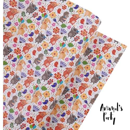 New Rainbow 30x138cm Cute Animals Birthday Party Soft Pu Litchi Faux Leather Roll For Bows, Accessories, Bags, DIY Crafts