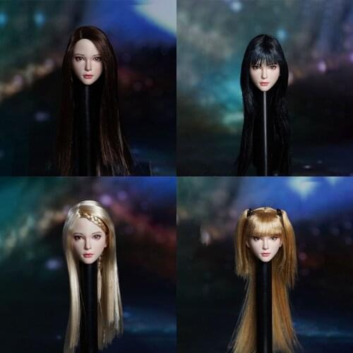 Pre-order SUPER DUCK 1/6 SDH028 Female Long Hair Head Sculpt Carving Model Fit 12'' Action Figure Body