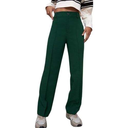 2021 Summer Fashion Women Formal Work High Waist Straight Pants OL Office Lady Beige Loose Blazer Suit Business Female Trousers