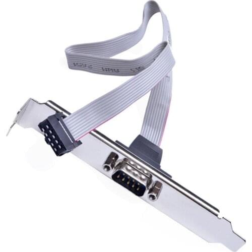 1Pc 40cm Motherboard RS232 DB9 Pin COM Port Ribbon Serial Cable Connector Bracket Computer Supplies Easy Installation