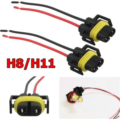2Pcs H8 H11 Wiring Harness Socket Female Adapter 12V Car Auto Wire Connector Cable Plug For HID Headlight Fog Light Lamp Bulb