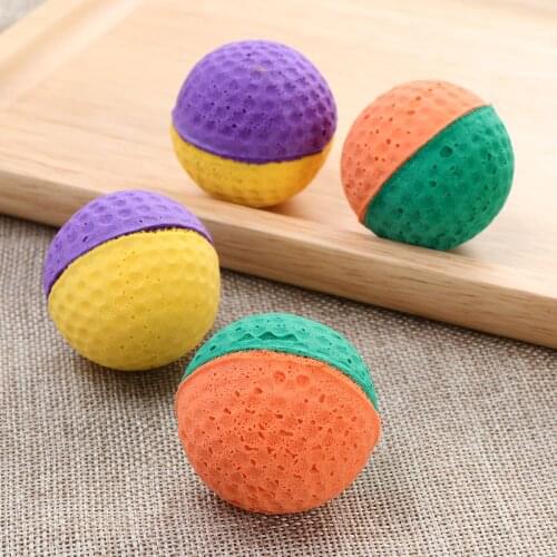 4pcs Cute Latex Ball Sponge Colorful Pet Toys Sponge Balls Kitty Kitten Cat Catcher Toys (Random Color)