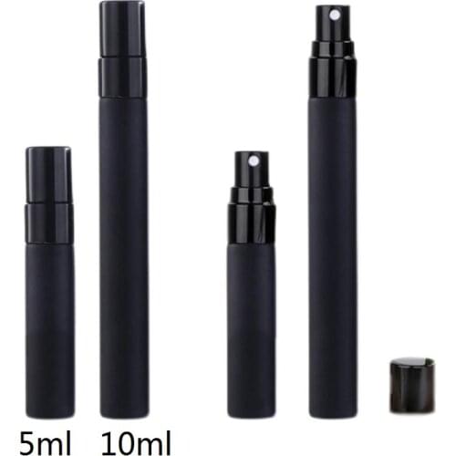 5pcs/10pcs 2ML 3ML 5ML 10ML Small Pocket Matte Black Color Atomizer Glass Perfume Mist Sprayer Glass Perfume Bottles