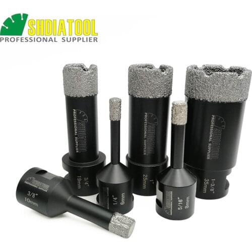 SHDIATOOL 5pcs/set Vacuum brazed diamond Dry drilling bits Dia 6mm+8mm+10mm+19mm+25mm+35mm with 5/8-11 connection Drill bits