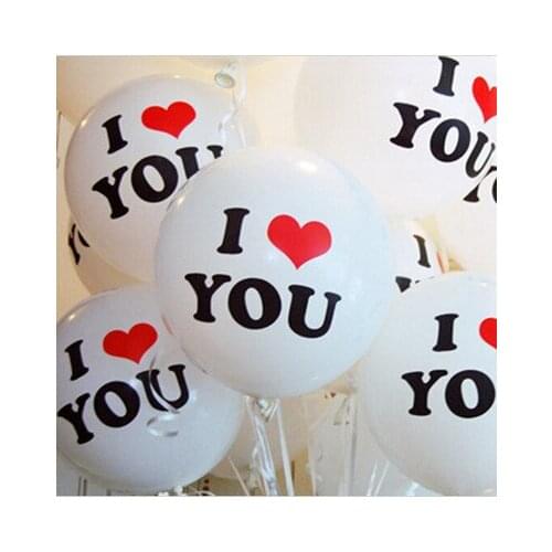 50pcs 10inch Big Latex Wedding Round Ball Thick Balloons Printing I Love You Party decoration Christmas valentines day birthday