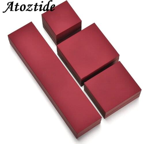 Atoztide Blue/red PU Flocking Jewelry Package Box For Necklace Ring Bangle Jewelry Displaying Wedding Party Decoration Gift Box