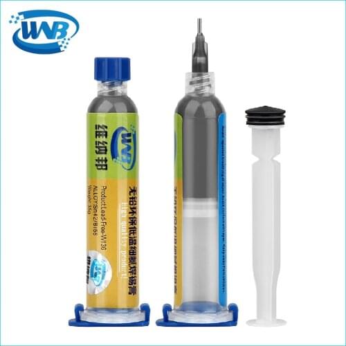 WNB 10cc Syringe Liquid Flux Soldering Paste Lead-free Stencil Welding Tool Low Temperature Melting Point 138C Tin Solder Paste