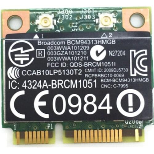 For BroadCom BCM94313HMGB BCM4313 Wifi + Bluetooth 4.0 Mini PCI-E 300Mbps Card for HP G4 G6 DV6 DV7 CQ43 CQ57 SPS 657325-001