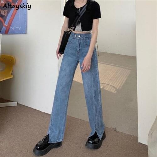 Jeans Women Summer All-match Simple Basic Loose Girls Trouser Popular Korean Trendy Harajuku College Teens Bottom High Waisted