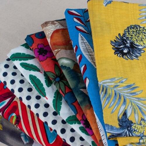 Cotton fabric Printed cloth summer dress womens cotton linen clothing Rayon fabric soft DIY Sewing Quilting Needlework Handmade