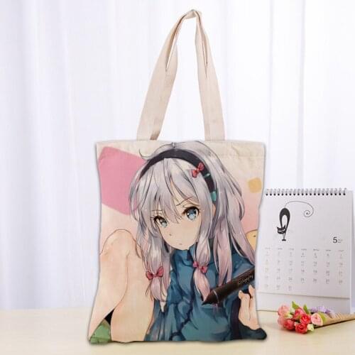 Handbags Eromanga Sensei Canvas Tote Bag Cotton Cloth Shoulder Shopper Bags for Women Eco Foldable Reusable Shopping Bags 0331