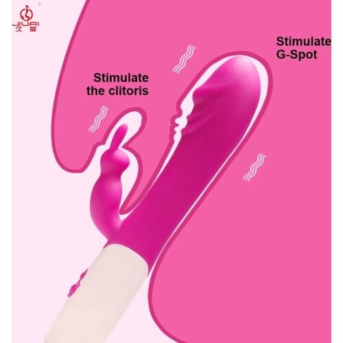 Jiuai 20 Speed G Spot Dildo Rabbit Vibrator Telescopic Dual Vibration Female Vagina Anal Masturbation Sex Toys for Women