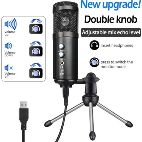 USB Microphone PC Noise reduction Condenser Microphone Vocals Recording Studio for YouTube Video Skype Chatting Game Podcast