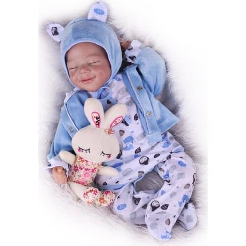 55CM cloth Body Silicone Reborn Baby Doll Toy For Girl 22 Inch Newborn boy bebe reborn bonecas toy Birthday Gift Soft Touch Real