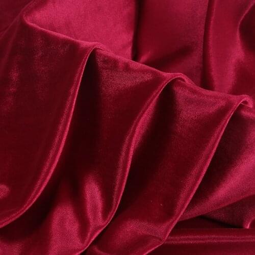 Soft Solid Blue Stretch Velvet Fabric For Dress Curtain Sofa, White, Black, Green, Purple, Wine Red, Gray, Pink, By The Meter