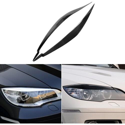 For BMW E71 X6 X6M 2008-2014 Real Carbon Fiber Headlight Cover Eyebrows Eyelids Car Sticker Trim Headlight Protector Accessories