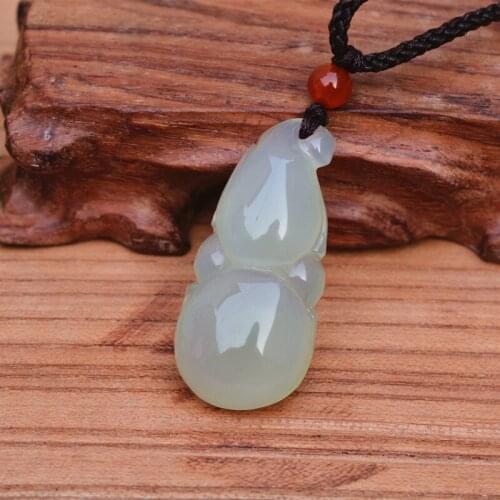 True Natural Chalcedony Pendant Gourd Cucurbi Calabash Pendant Necklace Gift for Womens Crystal Jades Jewelry