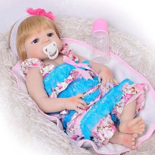 New 23 Inch Full Silicone Baby Doll 100% Handmade Lifelike Reborn Babies Girl Toy For Kid Birthday Gift bebe real reborn
