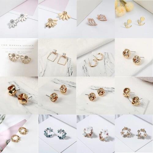 New Fashion Stud Earrings For Women Mini Metalic Geometric Round Ear Jewelry Gift For Friend Wholesale