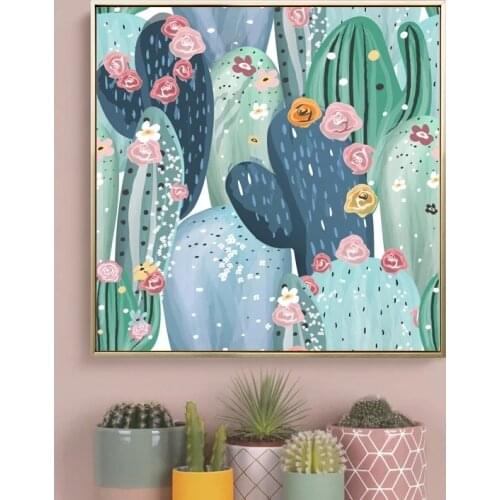 Large Tropical Plant Posters And Prints Cactus Flower Wall Art Canvas Painting Pictures Minimalist Nordic Decoration Home