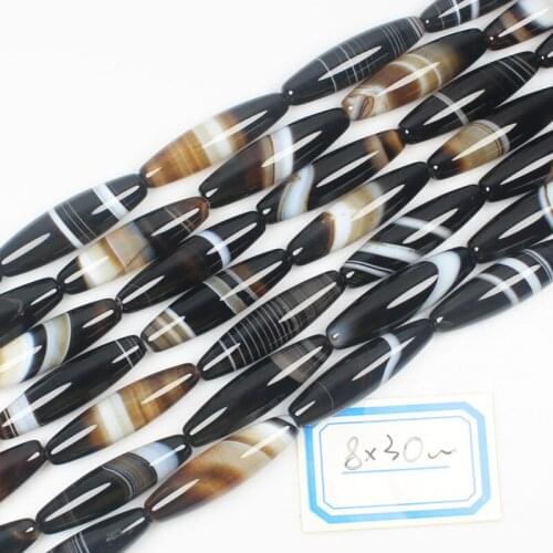 Multi-Size Natural Black Onyx Agate Oval Shape beads 15"For DIY Necklace Bracelat Jewelry Making