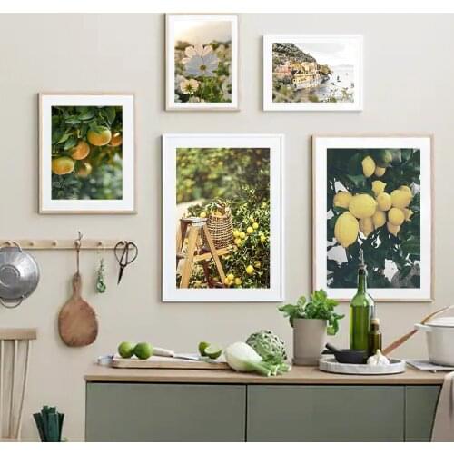 Daisy Lemon Orange House Window Wall Art Canvas Painting Nordic Posters And Prints Wall Pictures For Living Aesthetic Room Decor