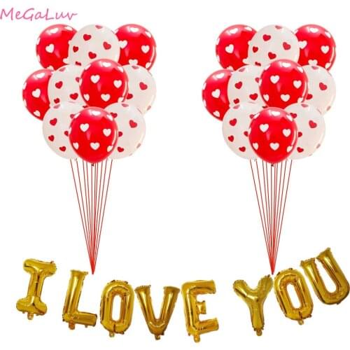 28pcs/11pcs Heart Shape Latex Ballons Set I Love You Foil Balloons Valentine Day Birthday Anniversary Wedding Party Decor Supply