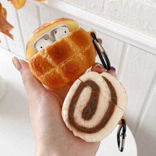 Bread and Egg Roll Silicone Case for Airpods 1 2 Cartoon Cute Case for Apple Airpods Pro Wireless Earphone Cover Charging Box