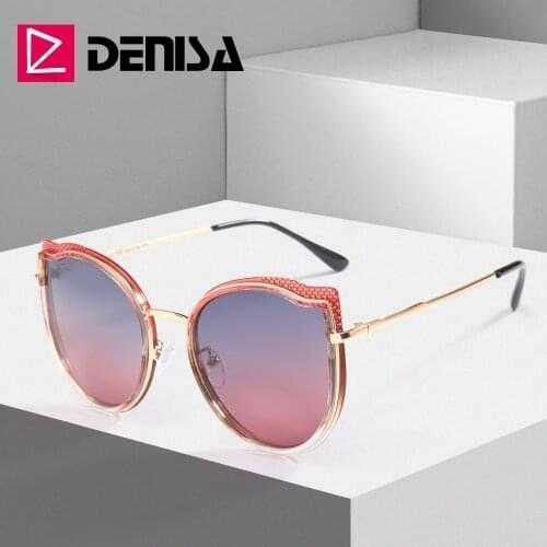 DENISA Big Cat Eye Women Sunglasses Polarized Oversized Womens Sunglasses Brand Designer 100% UV400 Driving Retro Glasses G29940