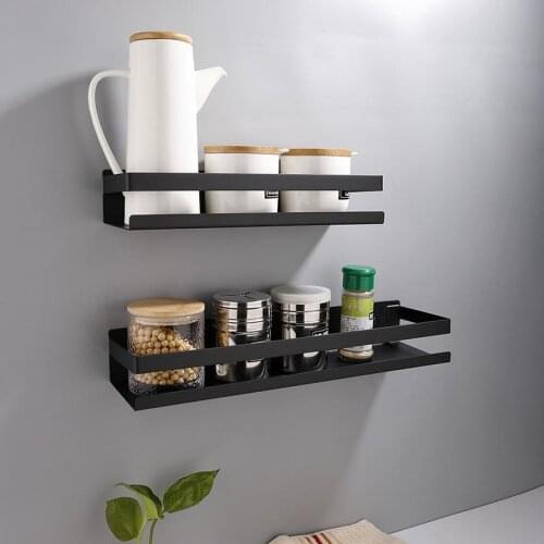 Modern Matte Bathroom Accessories 20-40cm Black Bathroom Corner Shelves Kitchen Wall Shelf Shower Shampoo Storage Rack