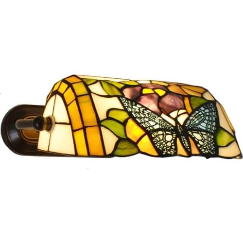 Mediterranean Butterfly Mirror Front Wall Sconces Bathroom Adjustable Head Tiffany Wall Lamp Corridor Wall Lighting Fixtures