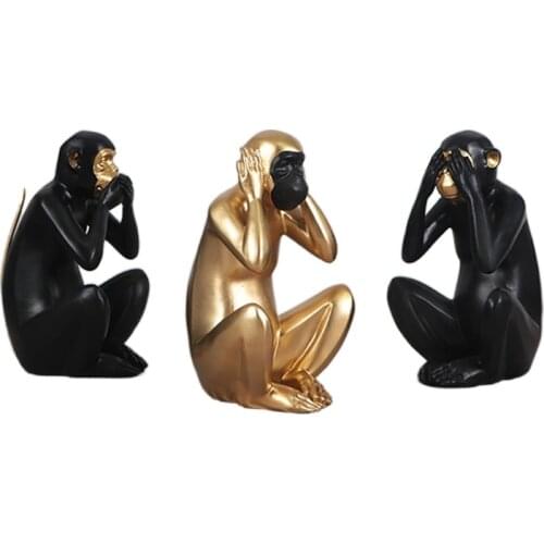 Three wise resin monkey statues for home Buddhist Don't listen, don't talk, watch, L3