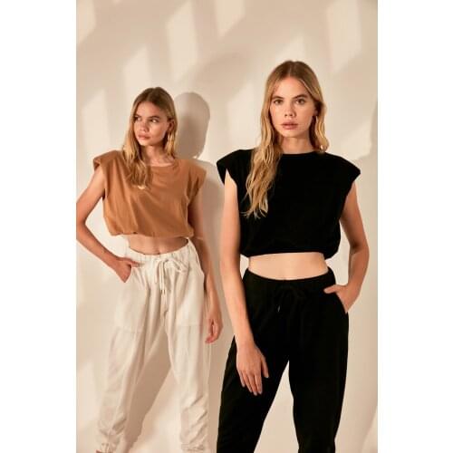 Trendyol With Shoulder Pads Crop Knitted Blouse TWOAW21BZ0554
