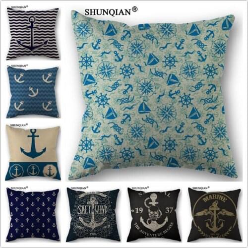 WZ4153 Marine anchor pillowcase custom office Wedding bedding couch Vintage pillow case/cover home decorative