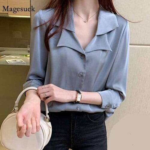 Loose Satin Women Blouses Autumn Long Sleeve Women Korean 2020 White Shirt Women Top Slim Cardigan Plus Size Blouse Blusas 11343