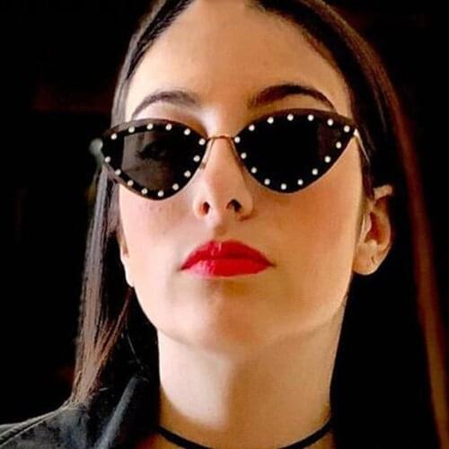 Ladies Cat Eye sunglasses women vintage 2021 Rimless rivet CatEye Sun Glasses Women Fashion Small Trend Glasees UV400