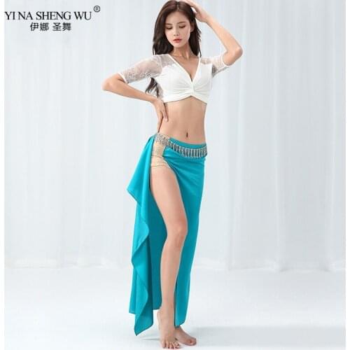 Women Belly Dance Practice Set New Summer Color Blocking Modal Training Outfits Lace Top Skirt 2pcs Indian Oriental Dancing Wear
