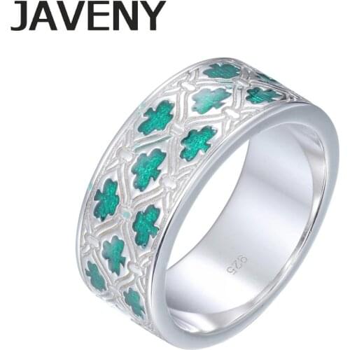 925 Sterling Silver Jewelry Female Green Celtics Keltic Irish Shamrock Leaf Clover Wedding Engagement Rings for Women Gifts