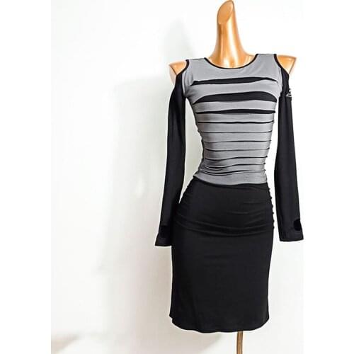 2020 New Latin Dance Dress Women DL620 Bare Shoulder Patchwork Performance Costume Dancing Cloth Belly Chacha Ballroom Dresses