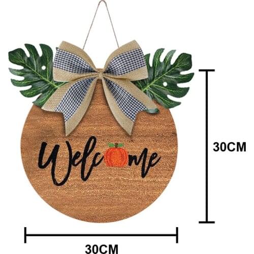 1PC Halloween Wooden Pumpkin Witch Pendant Party Scene Decoration Supplies Welcome Sign Front Door Hanger Home Decorative Props