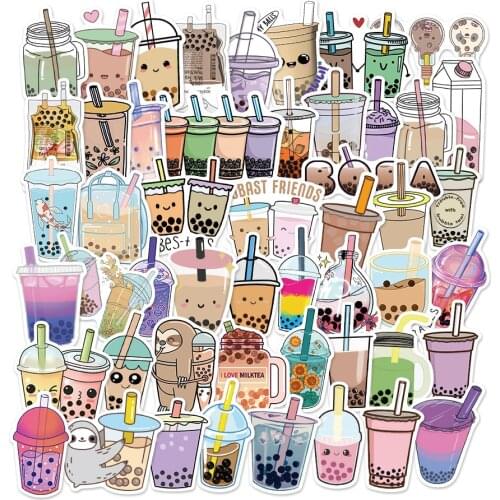 10/50PCS Cute Cartoon Pearl Milk Tea Stickers Pack For Girl Boba Bubble Teas Decal Sticker DIY Stationery Luggage Laptop Guitar