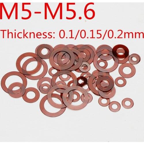 100pcs/lot M5 Polyimide PI Gasket Flat Gasket thin washer M5 0.1mm 0.15mm 0.2mm thickness