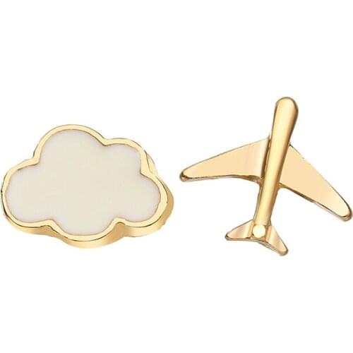 2Pcs Asymmetric Airplane White Cloud Shaped Earrings Sweet Small Stud Earrings Brinco Bijoux Ear Studs Female Jewelry Gift