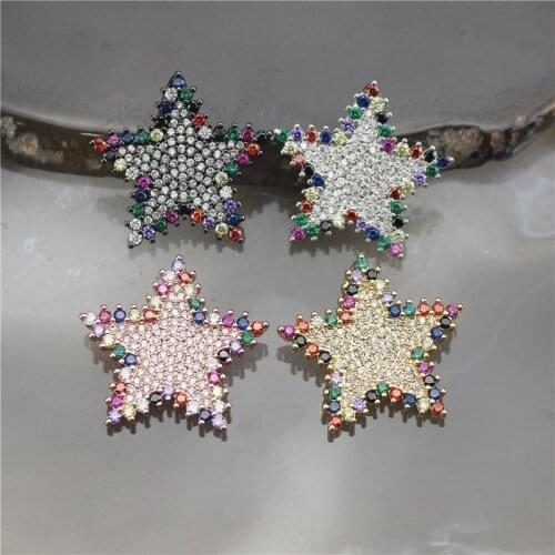 23mm 10pcs/lot Delicate zircon micro pave charm pendant,star shape cz pavependant,handmade diy necklace/earring jewelry